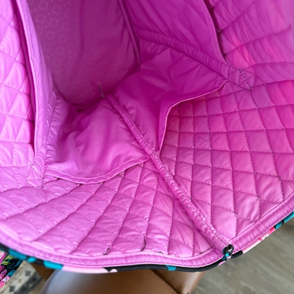 Vera Bradley Quilted Tote with Pockets Black with Bright Floral Print - Picture 8 of 9